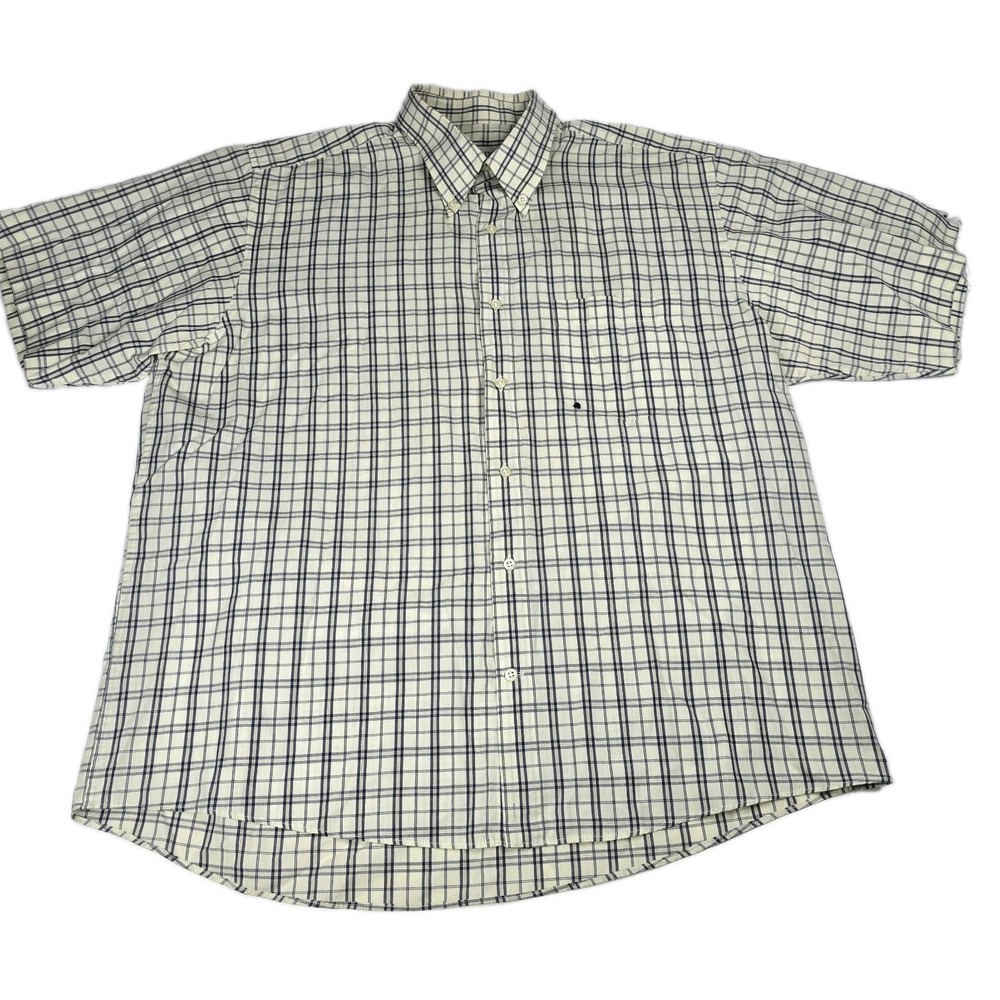 Vintage Christian Dior Short Sleeve Button Down Shirt L Plaid Yellow Mens Flaw‎